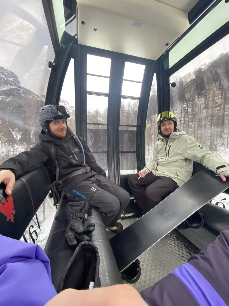 Snow-capped mountains at sunrise