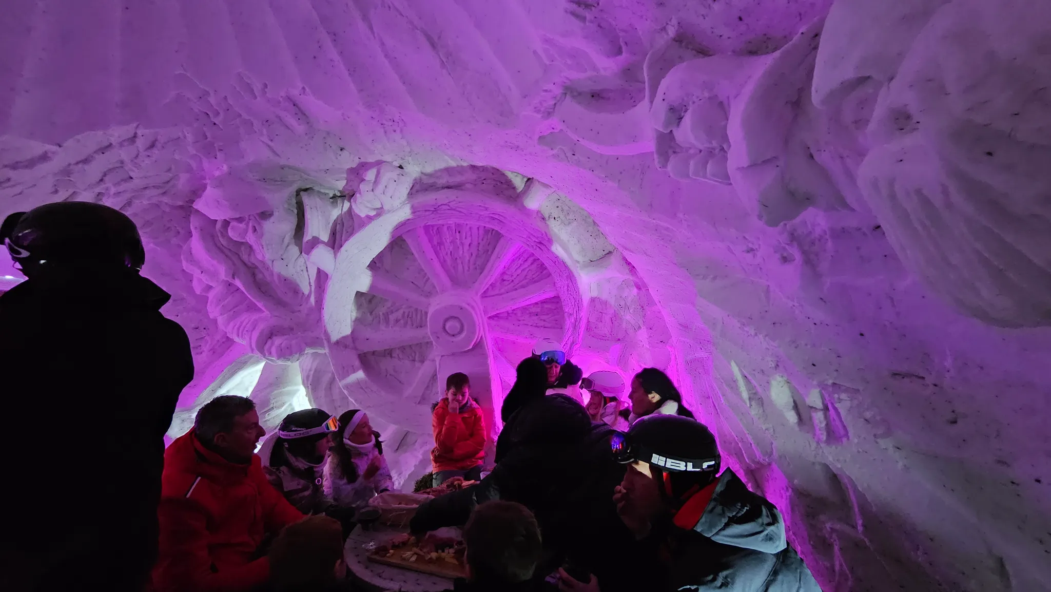 An igloo set up for a private mountain gathering.
